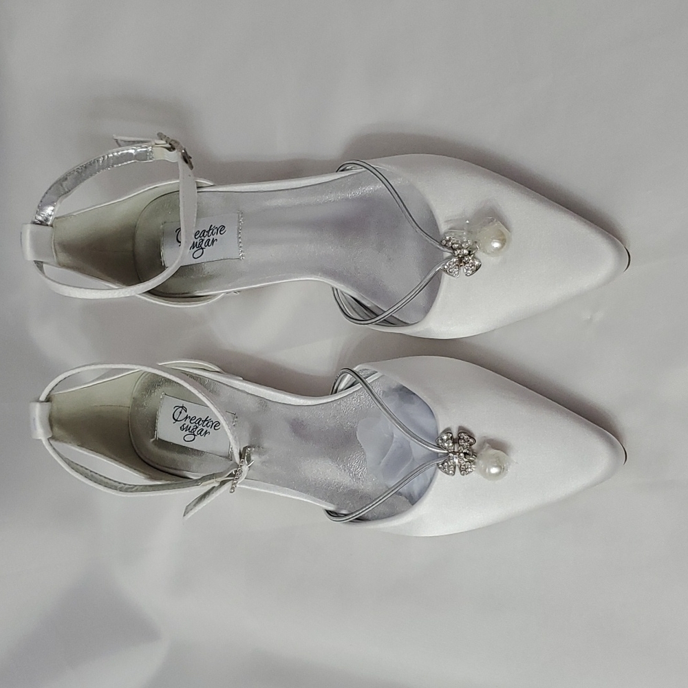 Elegant White Satin Women's Shoes